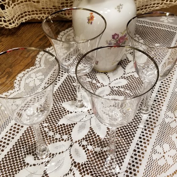 Vintage Lenox Maywood Platinum Trim Water Goblets